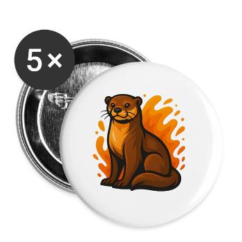 Flammender Otter - Buttons groß 56 mm (5er Pack) - Weiß - Vorne