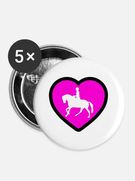Pferde - Buttons groß 56 mm (5er Pack) - Weiß