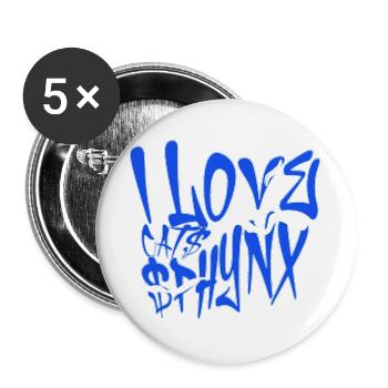 I Love Sphynx Cats Graffiti  - Buttons large 2.2''/56 mm (5-pack) - white - Front