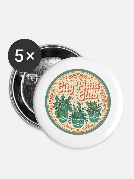 City Plant Club - Buttons groß 56 mm (5er Pack) - Weiß