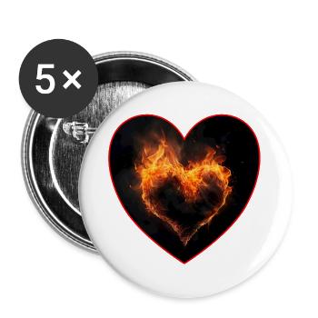 Heart of Flames as a declaration of love - Buttons large 2.2''/56 mm (5-pack) - white - Front