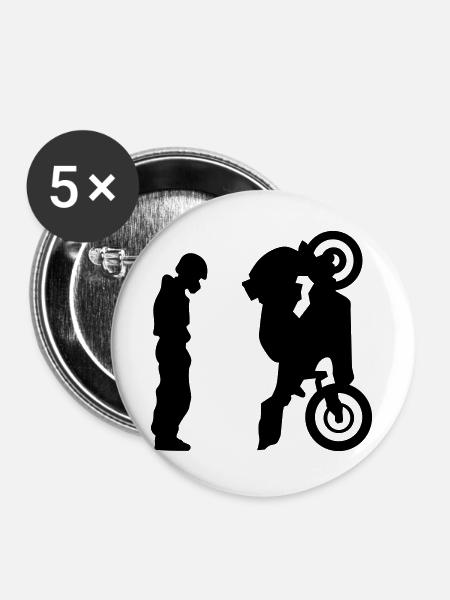 Motorrad - Buttons groß 56 mm (5er Pack) - Weiß