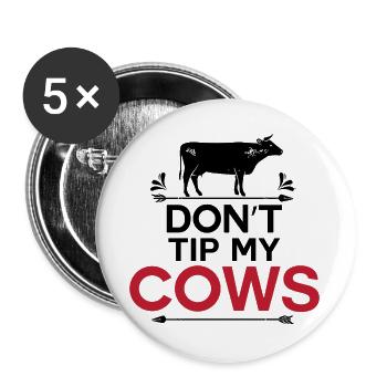 Der Lustiger Landwirt Witziger Kuh Spruch - Buttons groß 56 mm (5er Pack) - Weiß - Vorne