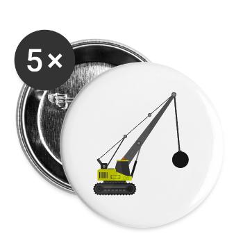 Grue à billes de démolition - Lot de 5 grands badges (56 mm) - blanc - Devant