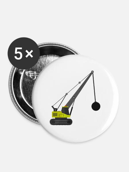 Kran für Abrissbirne - Buttons groß 56 mm (5er Pack) - Weiß
