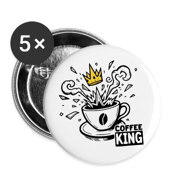 Grind or Die: coffee king krone graffiti kaffee - Buttons groß 56 mm (5er Pack) - Weiß - Vorne