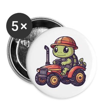 Éleveur de tracteurs tortues - Lot de 5 grands badges (56 mm) - blanc - Devant