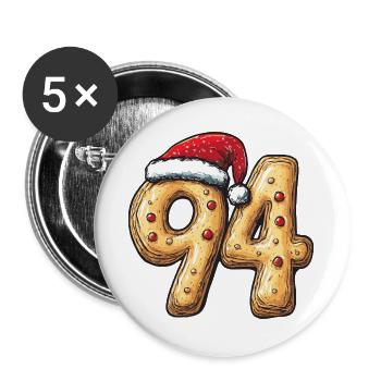 94 Number Cookie Christmas - Buttons large 2.2''/56 mm (5-pack) - white - Front