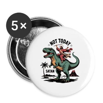 Not Today, Satan - Funny Jesus T-Shirt - Buttons large 2.2''/56 mm (5-pack) - white - Front