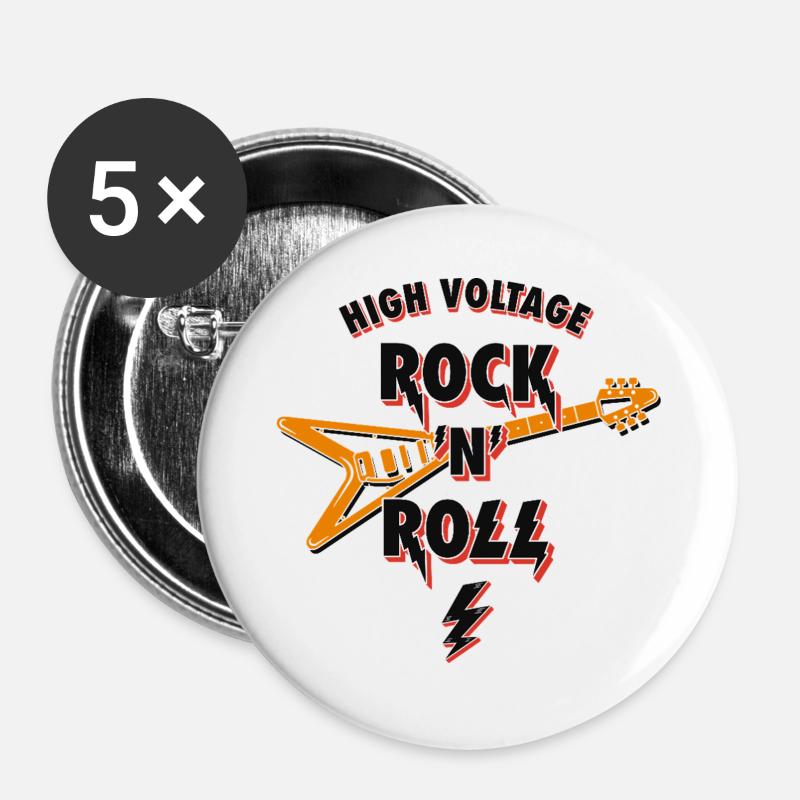 High Voltage RocknRoll - Buttons large 2.2''/56 mm (5-pack) - white