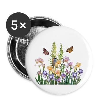 Im Garten der Schmetterlinge  - Buttons groß 56 mm (5er Pack) - Weiß - Vorne