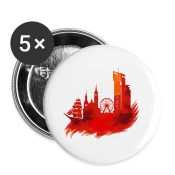 Gdynia Poland Polska White Harbor City Red Gift - Buttons large 2.2''/56 mm (5-pack) - white - Front