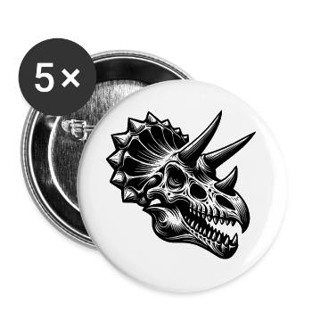 Os fossile de tête de tricératops de dinosaure - Lot de 5 grands badges (56 mm) - blanc - Devant