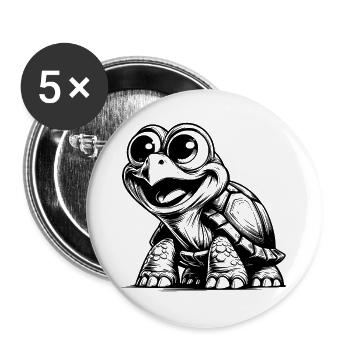 Bébés tortues aux grands yeux - Lot de 5 grands badges (56 mm) - blanc - Devant