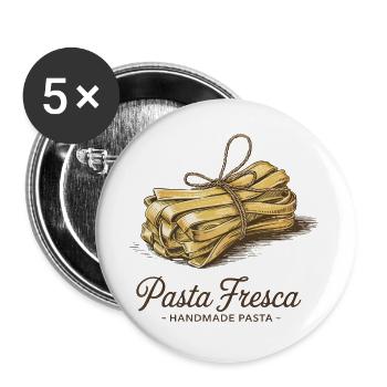 Pasta fresca – pâtes faites main - Lot de 5 grands badges (56 mm) - blanc - Devant