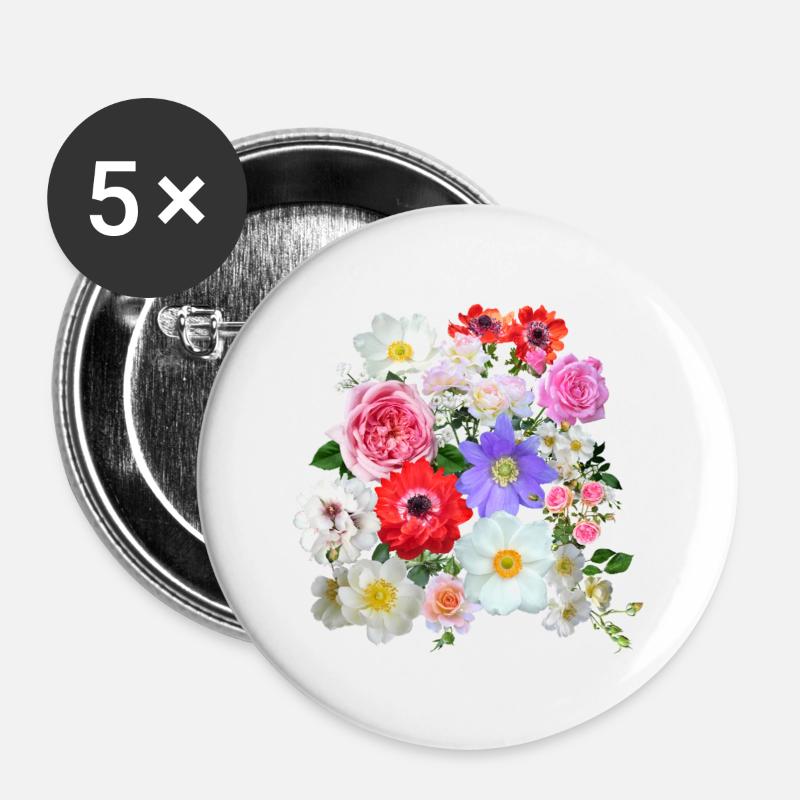 Summer Flower Bouquet - Buttons large 2.2''/56 mm (5-pack) - white