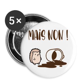 But no coffee - Buttons large 2.2''/56 mm (5-pack) - white - Front