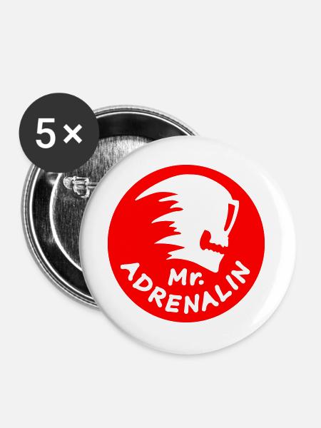 Mr. Adrenalin Extremsport - Buttons groß 56 mm (5er Pack) - Weiß