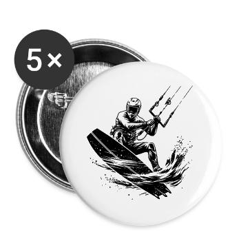 Kite surfing, seawater, wind, riding fun - Buttons large 2.2''/56 mm (5-pack) - white - Front