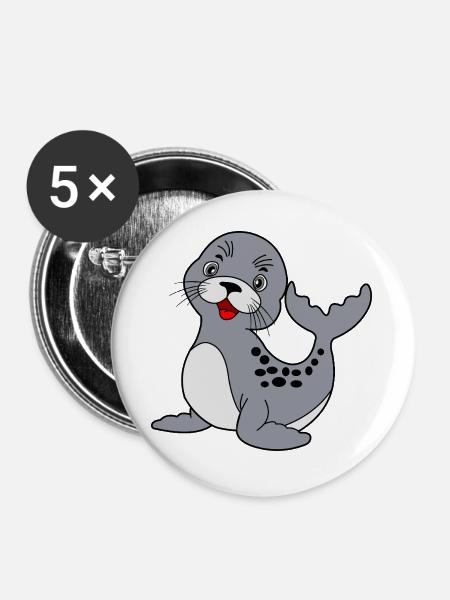 Siegel - Buttons groß 56 mm (5er Pack) - Weiß