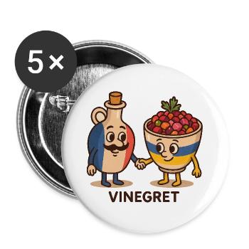 Vinegret Duo Cartoon-Motiv - Buttons groß 56 mm (5er Pack) - Weiß - Vorne
