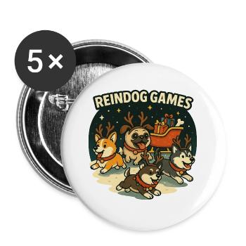 Reindog Games Winter Pups - Buttons large 2.2''/56 mm (5-pack) - white - Front