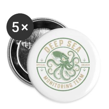 Kraken Deep Sea Surveillance Team Funny Myth Kr - Buttons large 2.2''/56 mm (5-pack) - white - Front