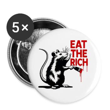 Ratte mit roter Botschaft - Buttons groß 56 mm (5er Pack) - Weiß - Vorne