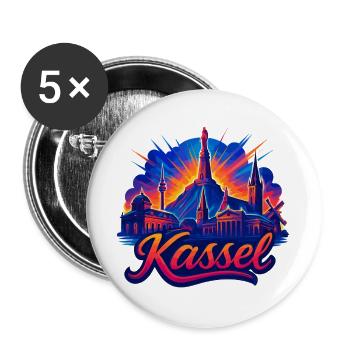 Silhouette de la ville de Kassel Cadeau Radiant Cassel - Lot de 5 grands badges (56 mm) - blanc - Devant