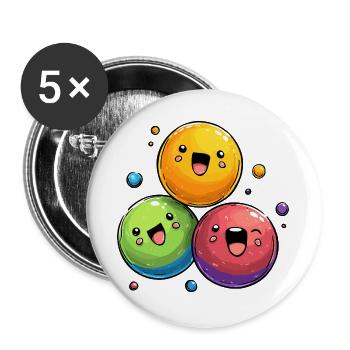 Bunte kugeln Cartoon - Buttons groß 56 mm (5er Pack) - Weiß - Vorne