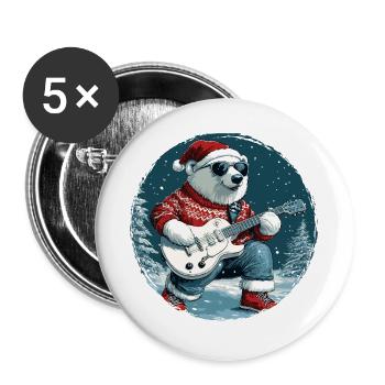 Ours polaire guitare de Noël Ours polaire - Lot de 5 grands badges (56 mm) - blanc - Devant
