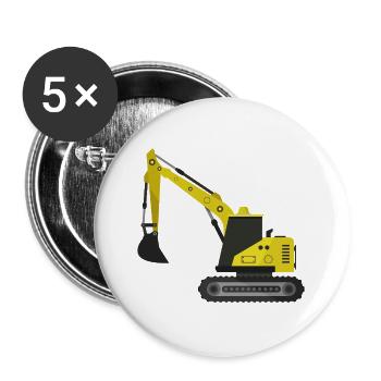 Bagger - Buttons groß 56 mm (5er Pack) - Weiß - Vorne