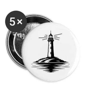 Lumières allumées, départ en tempête - Lighthouse Stories - Lot de 5 grands badges (56 mm) - blanc - Devant