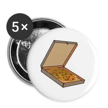 Pizzakarton-Pop-Art-Stück - Buttons groß 56 mm (5er Pack) - Weiß - Vorne