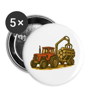 Forest Tractor with Timber Load - Buttons large 2.2''/56 mm (5-pack) - white - Front