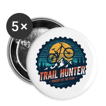 Trail Hunter Badge Pursuit of the Peak MTB Bike - Buttons large 2.2''/56 mm (5-pack) - white - Front