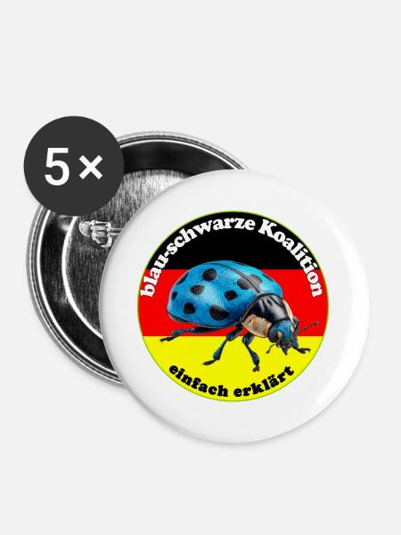 Blauer Käfer widerspiegelt den Wählerwillen - Buttons groß 56 mm (5er Pack) - Weiß