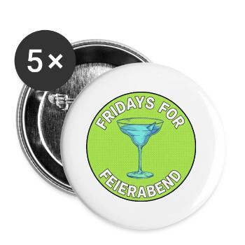 Feierabend Fridays Cocktail - Buttons groß 56 mm (5er Pack) - Weiß - Vorne