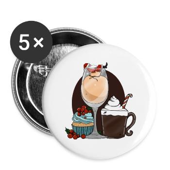 Cocktails festifs avec le Père Noël - Lot de 5 grands badges (56 mm) - blanc - Devant