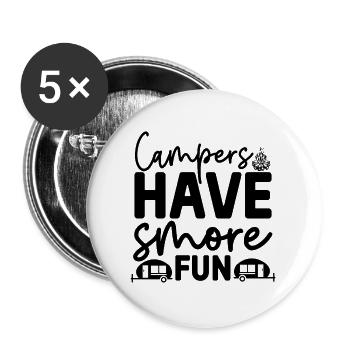 Camper haben noch mehr Spaß lustiges Wortspiel - Buttons groß 56 mm (5er Pack) - Weiß - Vorne