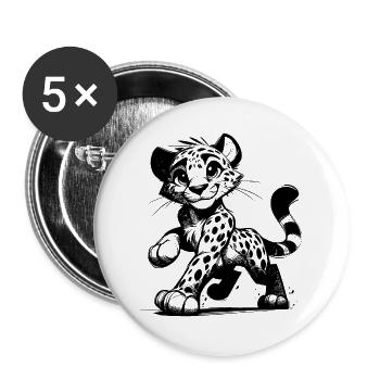 Cute leopard most beautiful predator of the savannah - Buttons large 2.2''/56 mm (5-pack) - white - Front