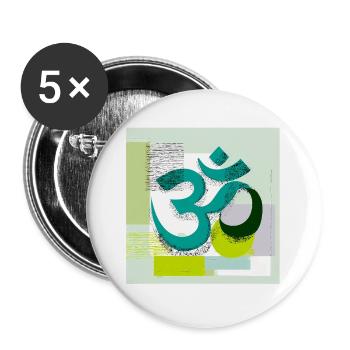 Signe OM moderne – Art abstrait du yoga - Lot de 5 grands badges (56 mm) - blanc - Devant