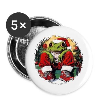 Grenouilles de Noël - Lot de 5 grands badges (56 mm) - blanc - Devant