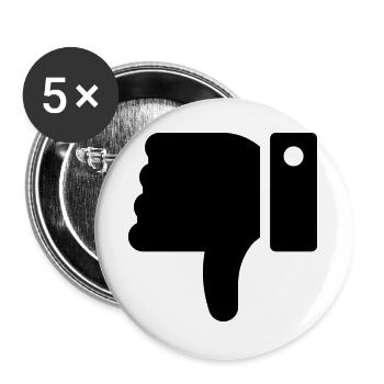 Dislike Hand, Hater Symbol, Thumbs Down - Buttons large 2.2''/56 mm (5-pack) - white - Front