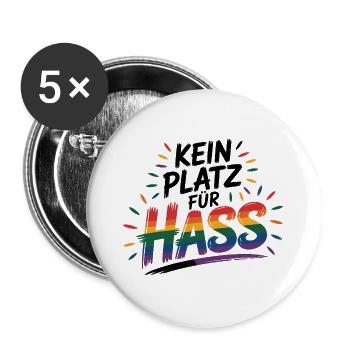Pas de place pour la haine - Logo Cool Pride - Lot de 5 grands badges (56 mm) - blanc - Devant