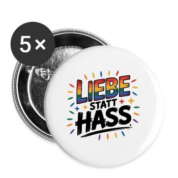 Love Instead Than Hate - Logo Cool Pride - Lot de 5 grands badges (56 mm) - blanc - Devant
