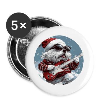 Kangal Dog Christmas Guitar - Buttons large 2.2''/56 mm (5-pack) - white - Front