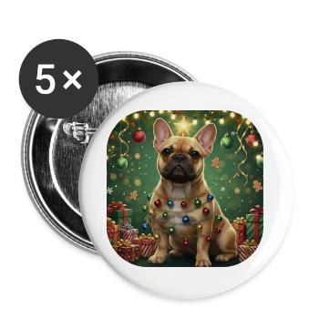 Festive French Bulldog Light Garland - Buttons large 2.2''/56 mm (5-pack) - white - Front