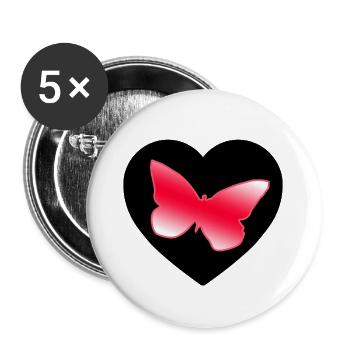 Schmetterlinge - Buttons groß 56 mm (5er Pack) - Weiß - Vorne
