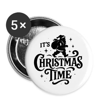 Christmas time Xmas weihnachten rock'n roll Santa  - Buttons groß 56 mm (5er Pack) - Weiß - Vorne
